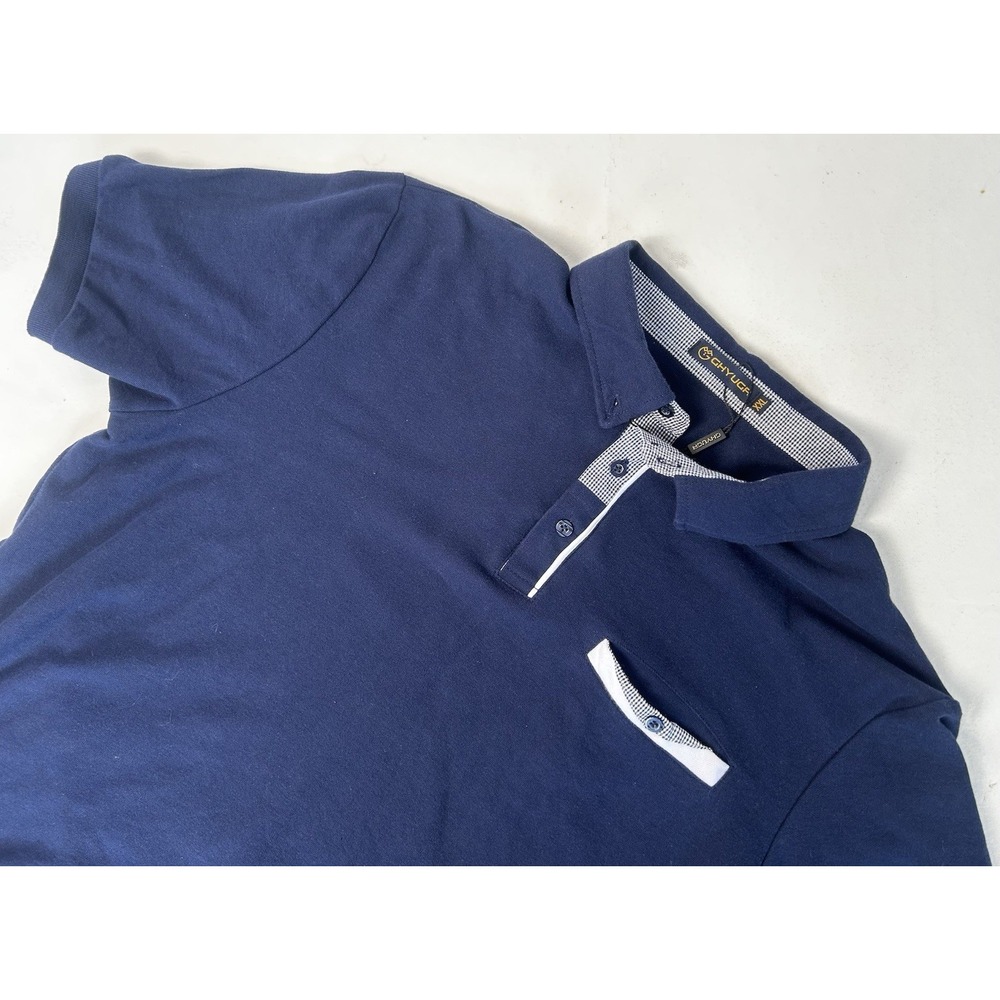 GHYUGR Polo Shirt Men's XXL Golf Short Sleeve Navy Blue Slim Fit